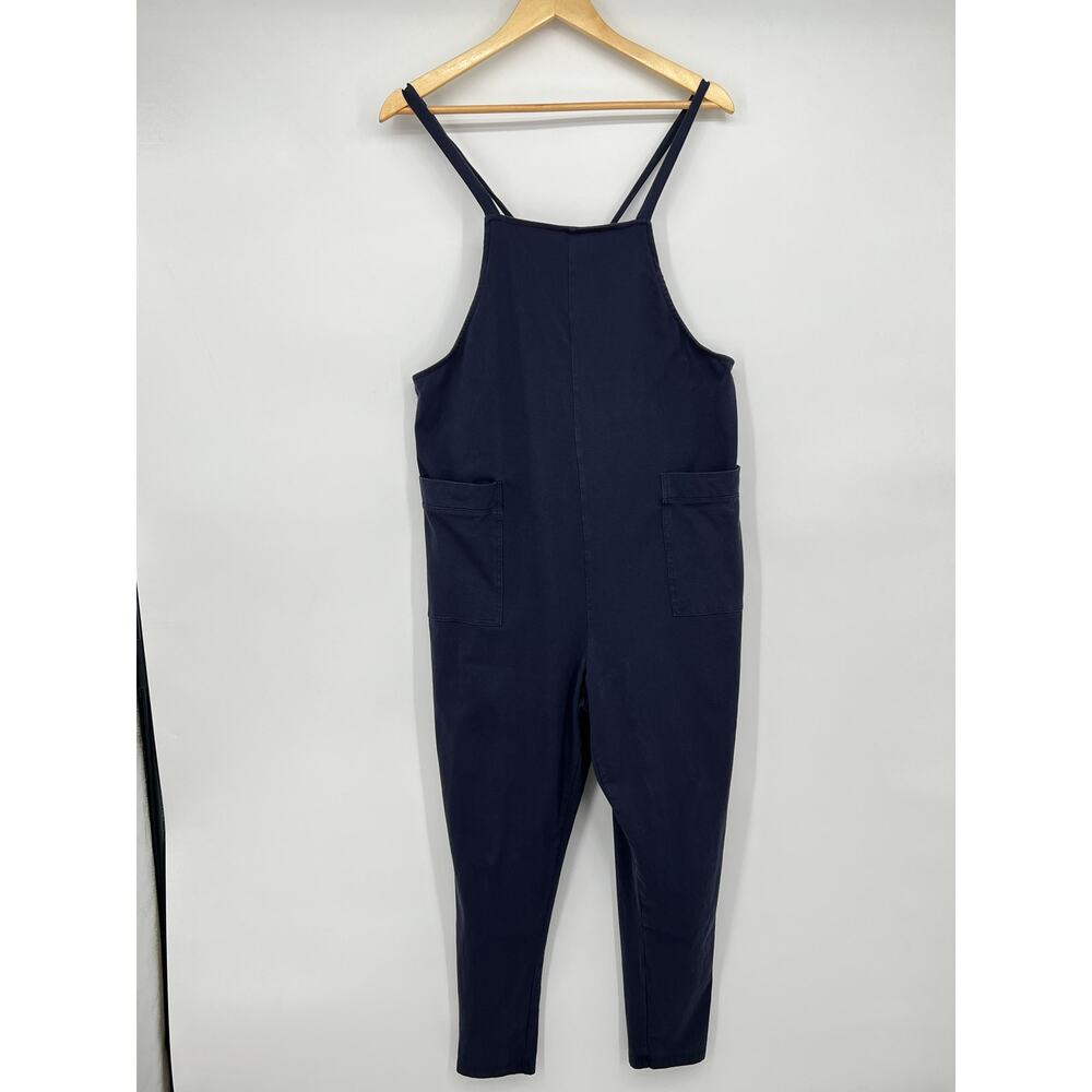 Quince Organic Cotton Maternity Overalls in Navy Blue Women's Small - Picture 3 of 8